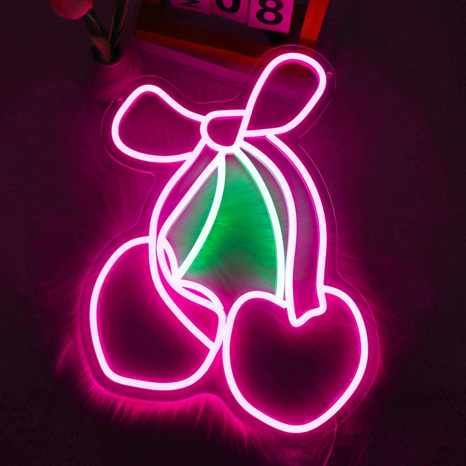 Gaming Accessories Shop - Letreiro Neon Cherry Bow com Luzes