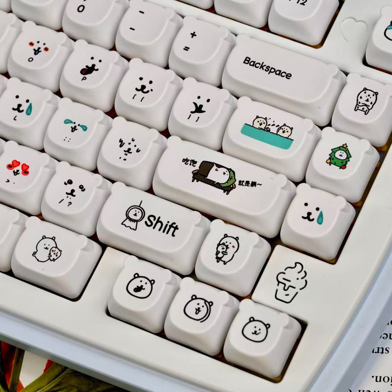 Teclas PBT Kawaii Cartoon Joke - Gaming Accessories Aesthetic avaliação e preço