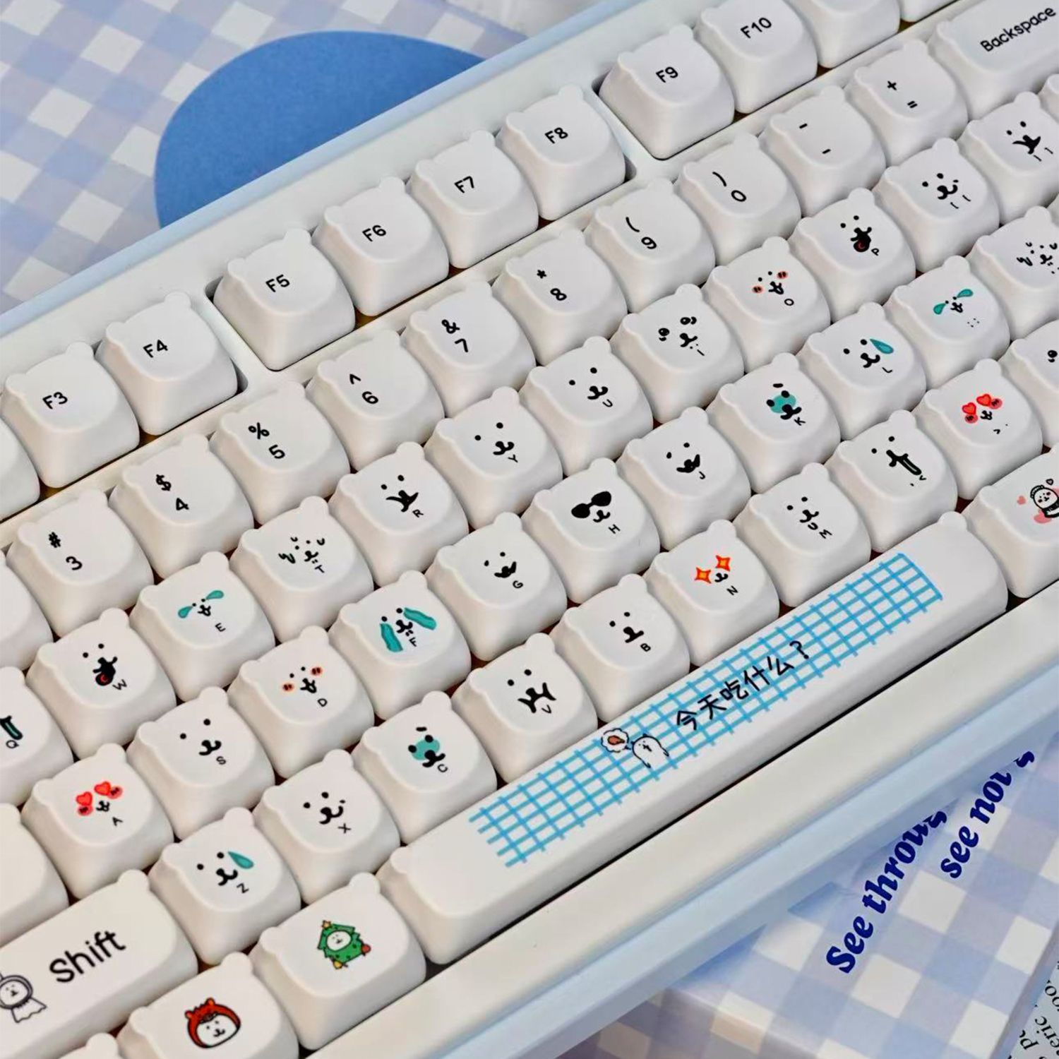 Teclas PBT Kawaii Cartoon Joke - Gaming Accessories Aesthetic avaliação e preço